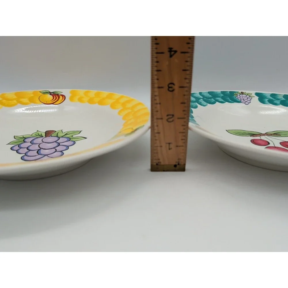 Tabletops Unlimited 4 Bowls Italian Fruit Pasta Soup Rimmed Grapes Damage